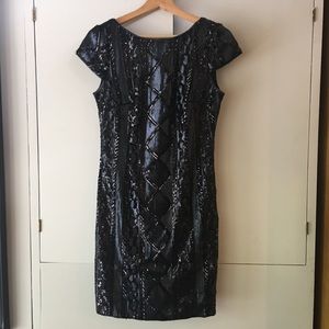 Adrianna Papell Sequined Navy Dress